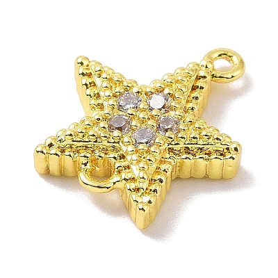 Real 18K Gold Plated Brass Micro Pave Cubic Zirconia Connector Charms KK-L209-047G-01-1