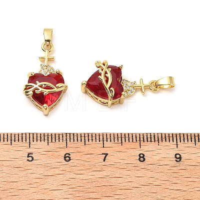 Brass Micro Pave Cubic Zirconia Pendants X-KK-G533-08G-1