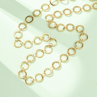 304 Stainless Steel 8MM Ring Link Chain Necklaces NJEW-P343-01B-G-1