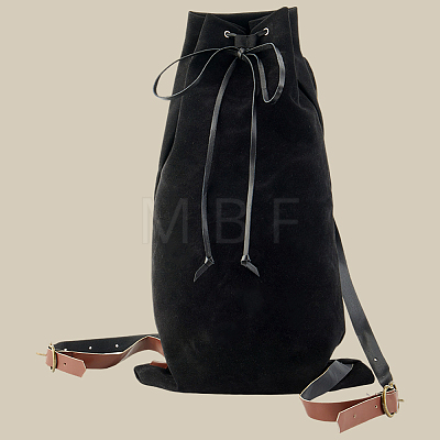 Flocking Fibre Drawstring Backpacks with PU Leather Straps and Alloy Clasps ABAG-WH20019-02C-1
