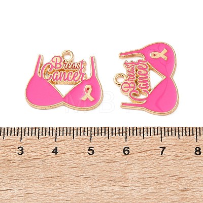 Breast Cancer Awareness Ribbon Zinc Alloy Enamel Pendants ENAM-I079-02G-06-1