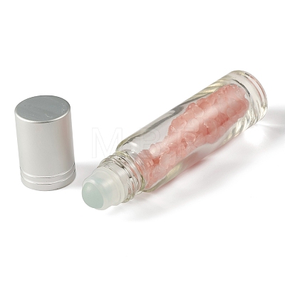 Natural Rose Quartz Chip Bead Roller Ball Bottles AJEW-H101-01G-1