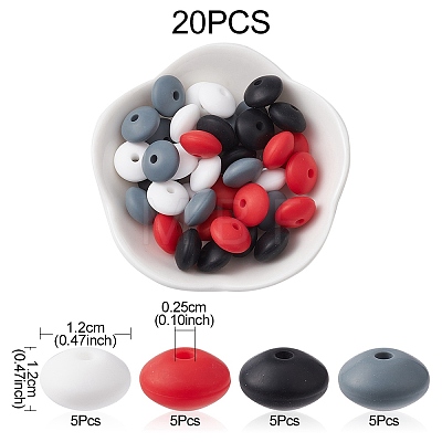 20Pcs 4 Colors Food Grade Eco-Friendly Silicone Focal Beads SIL-YW0001-12B-1