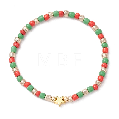 12Pcs Christmas Theme Glass Seed Beads Stretch Bracelet Sets BJEW-JB12109-1