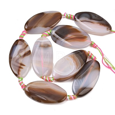 Natural Banded Agate Beads Strands G-F825-H01-01D-1
