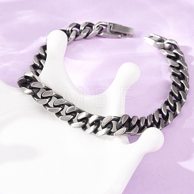 667 Stainless Steel Cuban Link Chains Bracelets for Women Men BJEW-F529-01AS-1