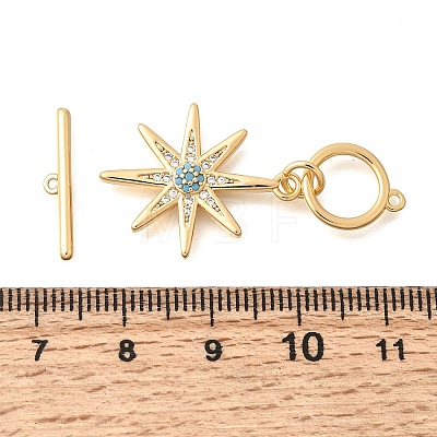 Brass Pave Cubic Zirconia Toggle Clasps KK-N289-09G-1