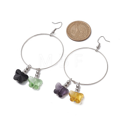 Butterfly Glass Dangle Earrings EJEW-JE05836-1