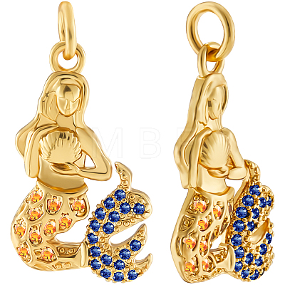 8Pcs Brass Micro Pave Cubic Zirconia Pendants KK-BBC0014-40-1