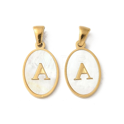 Natural Shell Oval with Initial Pendants STAS-I351-23G-A-1