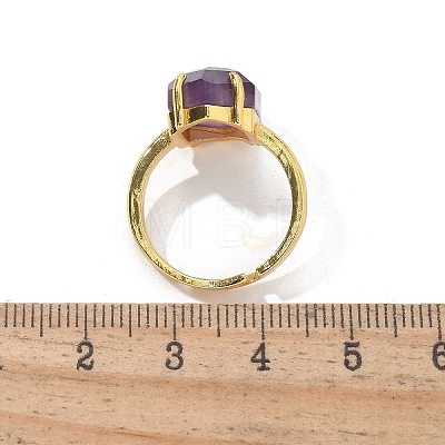 Hexagon Natural Amethyst Finger Rings RJEW-B113-02G-06-1