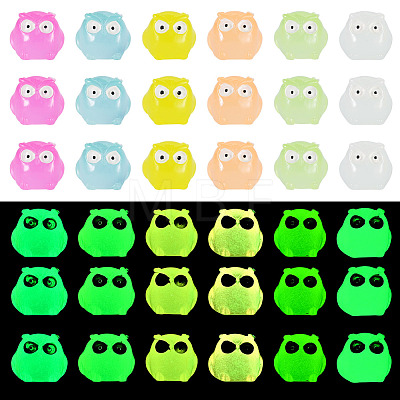 18Pcs 6 Colors Luminous Resin Owl Display Ornaments DJEW-TAD0001-02-1