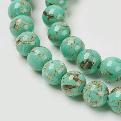 Sea Shell and Synthetic Turquoise Assembled Beads Strands G-G758-07-12mm-1