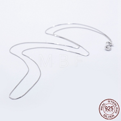 Anti-Tarnish Rhodium Plated 925 Sterling Silver Box Chain Necklaces STER-F039-40cm-03P-1