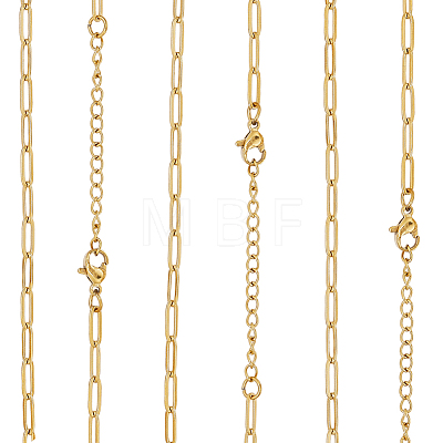 10Pcs 667 Stainless Steel Paperclip Chain Necklaces NJEW-BBC0001-48B-G-1