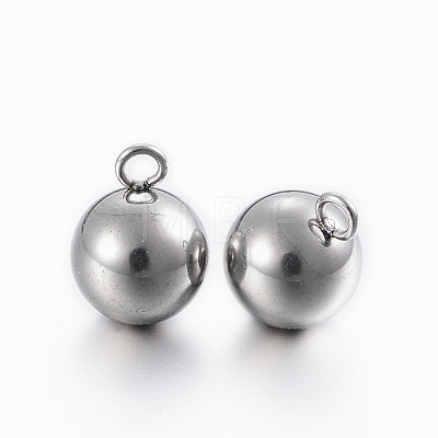 304 Stainless Steel Sphere Charms STAS-H394-12P-1