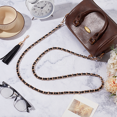 Adjustable Black Imitation Leather Bag Straps PURS-CL0001-55A-1