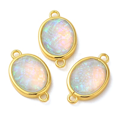 Synthetic Opal Connector Charms KK-S370-03G-01-1