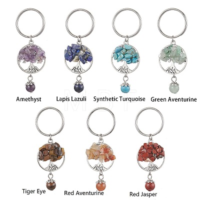 7Pcs 7 Styles Gemstone Keychains KEYC-JKC00769-1