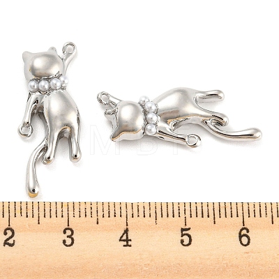 Alloy Connector Charms with ABS Plastic Imitation Pearl FIND-G062-08P-1
