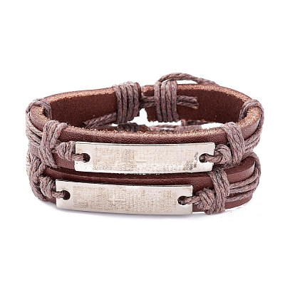 Leather Cord Bracelet for Men Women BJEW-C005-01B-1