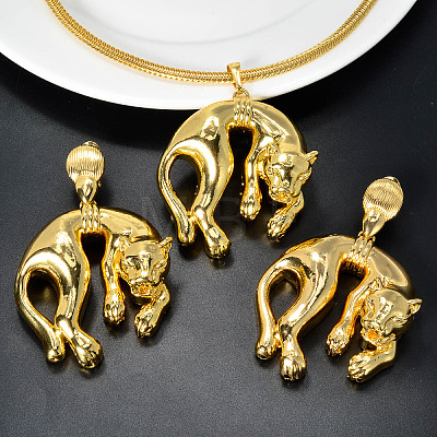 Brass Stud Earrings & Pendant Necklaces Sets for Women FS-WGDC970-02-1