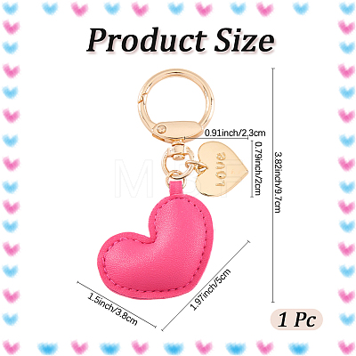 1Pc Imitation Leather Heart Keychain KEYC-CL0001-14E-1