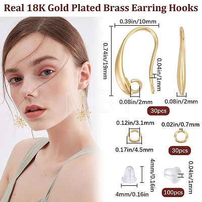30Pcs Brass Earring Hooks DIY-CN0002-55-1