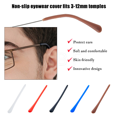 HOBBIESAY 10 Pairs 5 Colors Silicone Eyeglasses Ear Grip FIND-HY0003-29-1
