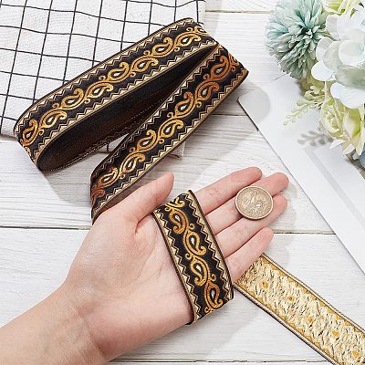 Ethnic Embroidery Polyester Flat Ribbons OCOR-WH0060-38D-1