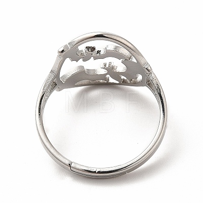 Non-Tarnish 304 Stainless Steel Bat Adjustable Ring for Women RJEW-B027-04P-1