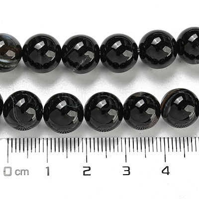 Natural Black Agate Beads Strands G-G391-10mm-01-1