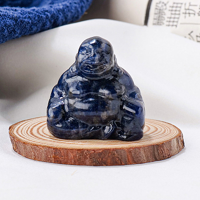 Natural Sodalite Carved Healing Buddha Figurines WG68189-05-1