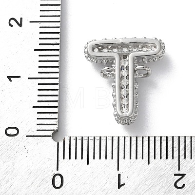 Brass Micro Pave Cubic Zirconia Letter Links KK-I717-04T-P-1