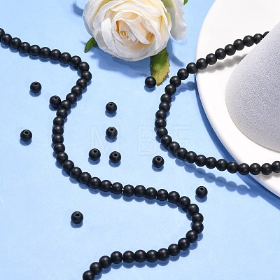Synthetic Black Stone Beads Strands G-G508-6MM-1