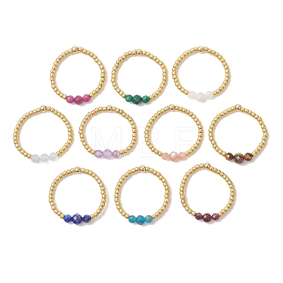 Adjustable Natural Gemstone Finger Rings RJEW-JR01013-1