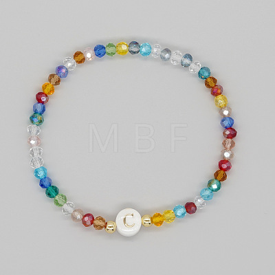 Handmade Bohemian Colorful Faceted Rondelle Glass Beaded Stretch Bracelets UI5654-3-1
