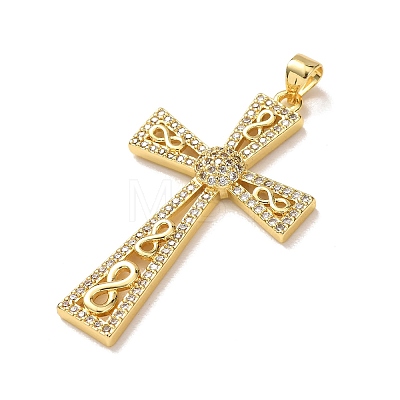 Brass Micro Pave Clear Cubic Zirconia Pendants KK-P352-02D-G-1