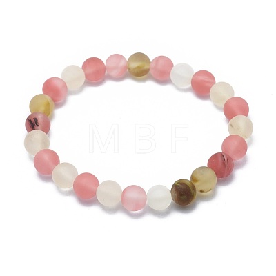 Frosted Tigerskin Glass Bead Stretch Bracelets BJEW-K212-C-016-1