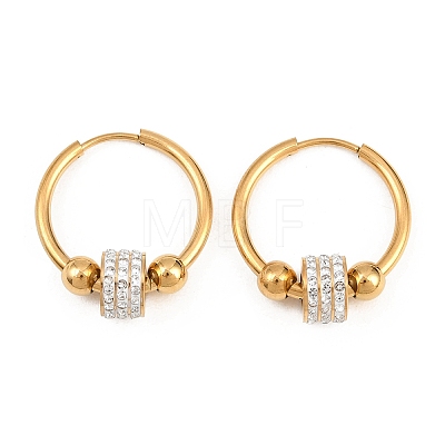 304 Stainless Steel Rhinestone Hoop Earrings EJEW-T057-01G-1