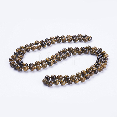 Natural Tiger Eye Beaded Necklaces X-NJEW-P202-36-A31-1