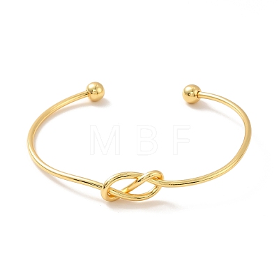 Rack Plating Brass Knot Open Cuff Bangle for Women BJEW-M228-01G-1