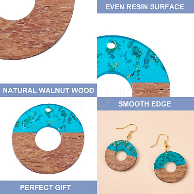 Fashewelry 30Pcs 15 Style Transparent Resin & Walnut Wood Pendants RESI-FW0001-01-1