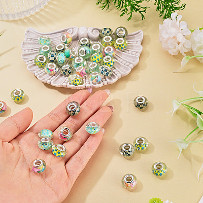 40Pcs 4 Colors Resin European Beads RPDL-TA0001-15-1
