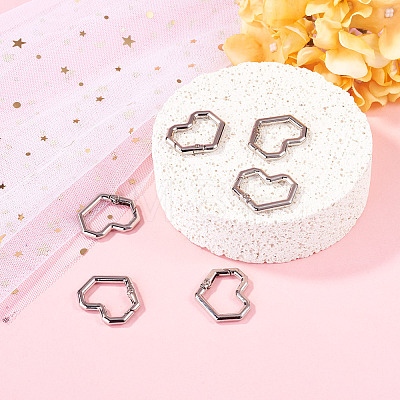 6Pcs Heart Alloy Spring Gate Rings FIND-TA0011-14B-1