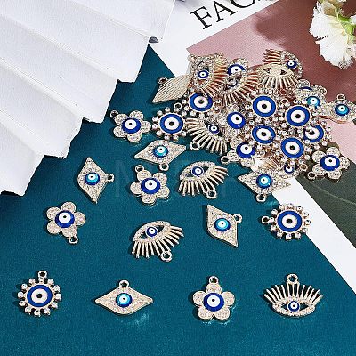 40Pcs 4 Style Alloy Enamel Pendants FIND-FH0003-93-1