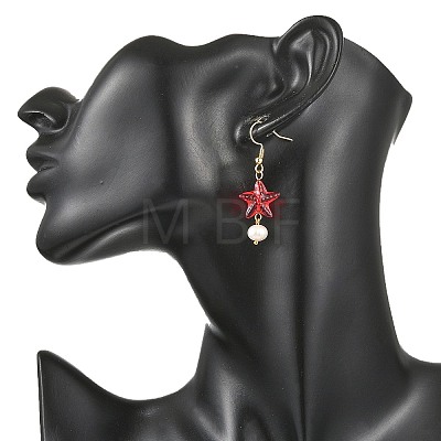 Glass & Natural Freshwater Pearl & 304 Stainless Steel Dangle Earrings EJEW-JE07365-1