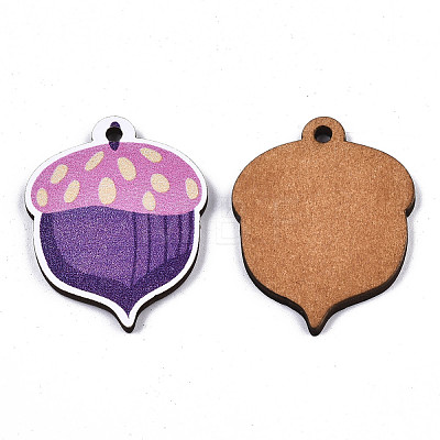 Autumn Theme Printed Basswood Pendants WOOD-N006-32-1