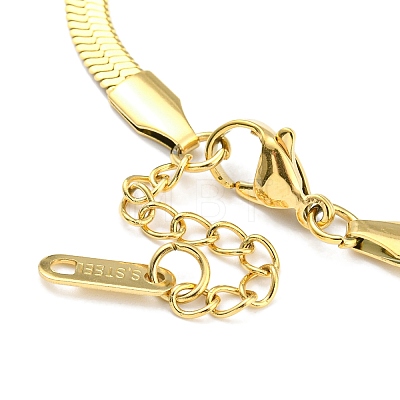 Vacuum Plating 304 Stainless Steel Flower Link Bracelet with Herringbone Chains for Girl Women BJEW-Z016-02G-1