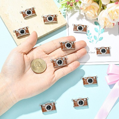 10Pcs Alloy Enamel with Crystal Rhinestone Pendants ENAM-CJ0007-59-1